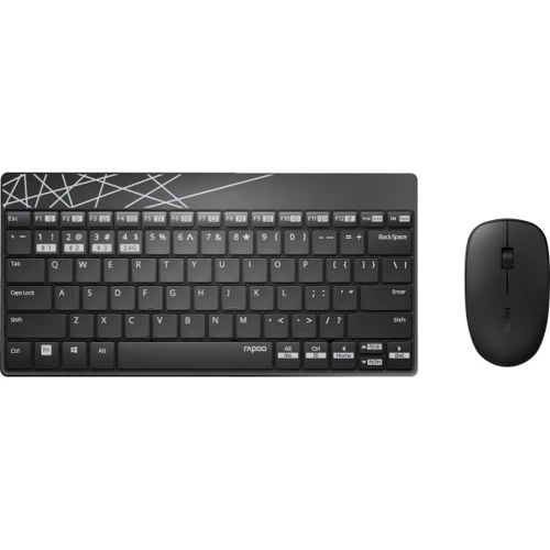 Комплект беспроводной RAPOO 8000M Wireless Black: Тип клавиш мембранный