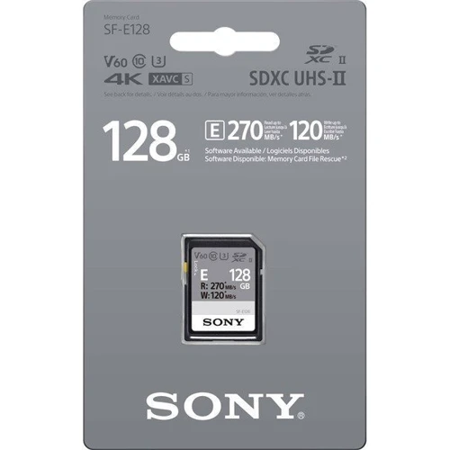 Карта памяти Sony 128GB SDXC Class 10 UHS-II U3 V60 (SFE128A.ET4): Тип карты SDXC
