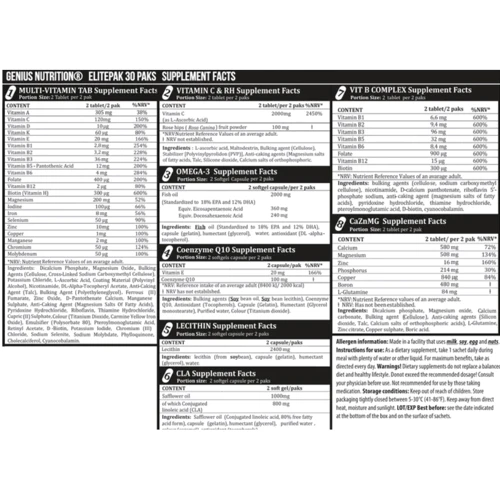Genius Nutrition ElitePak 30 pack / 30 servings: Пол Унисекс