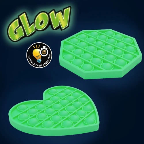 Іграшка-антистрес Pop-It Sibelly Серце Glow in Dark (SB-PPIT-HRT-GD)