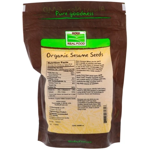 NOW Foods SESAME SEEDS HULLED ORG 1 LB Органические сырые семена кунжута: Пол Унисекс