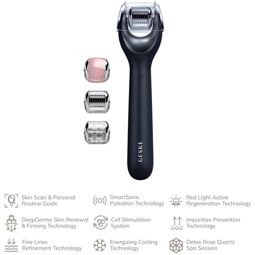 Электронный роллер для лица с микроиглами GESKE MicroNeedle Face Roller 9в1 black фото 4