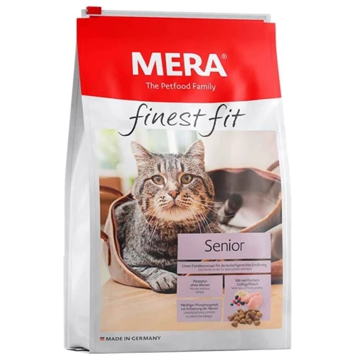 Сухой корм Mera finest fit Senior 8+ для пожилых кошек от 8 лет из свежей птицы и риса здоровое питание с глюкозамином без сахара 4 кг (033934)