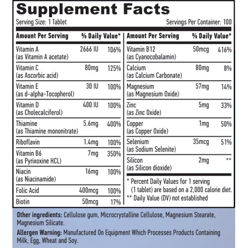 Haya Labs Basic Adult Multivitamin Мультивитамины 100 таблеток: Тип Мультивитамины