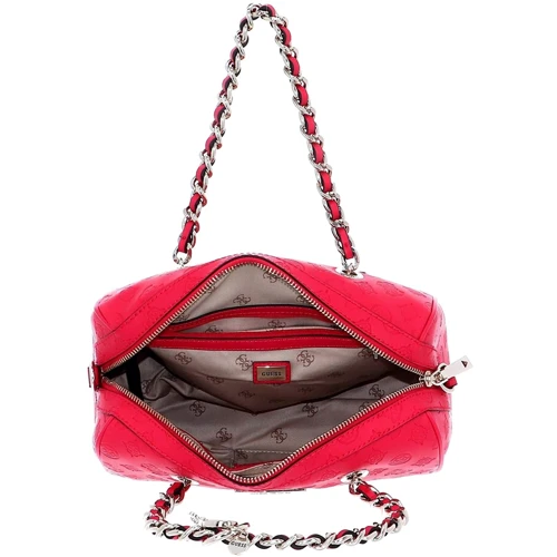 Женская сумка бочонок Guess Logo Love Box Satchel красная (HWSG7662060-HIB): Фактура Тиснение, Матовая