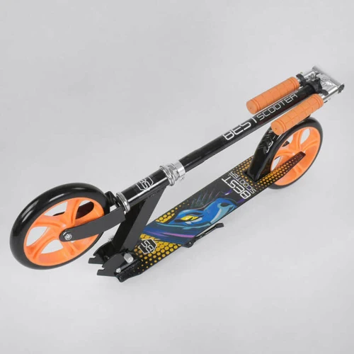Самокат двоколісний Best Scooter з PU колесами і гумовими грипсами Black / Orange (87727): Матеріал коліс поліуретан