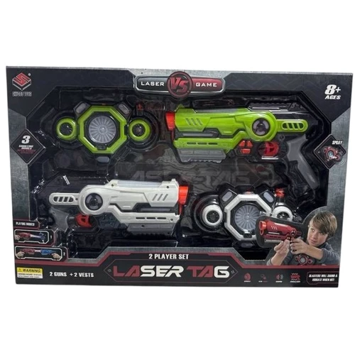 Пистолеты с мишенями: 2 бластера, 2 мишени, свет, звук, вибрация, парогенераторы, ремни (2 вида) (869-24)