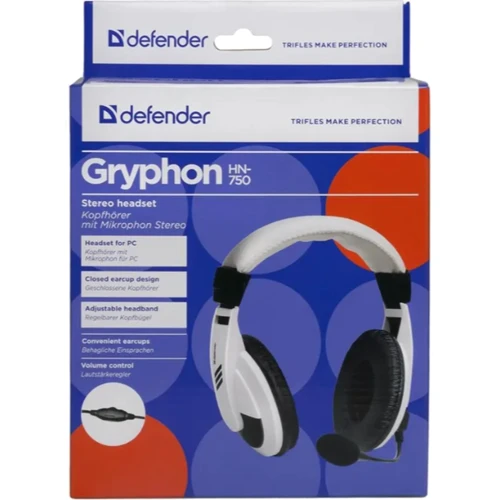 Наушники Defender Gryphon HN-750 White (63747): Дополнительно регулятор громкости