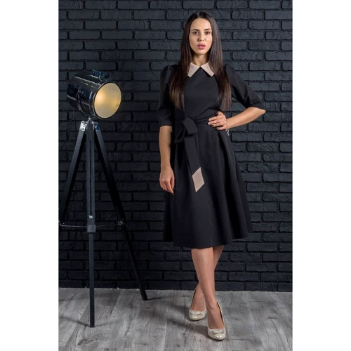 Платье FLFashion Беатрисс НПБ 1833 50 черное повседневное удлиненное миди
