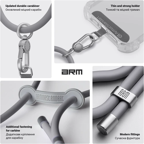 Ремешок для смартфона ArmorStandart Silicone Rope Titanium Grey with Grey holder (ARM76276): Тип аксессуара ремешок