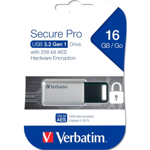 USB-флешка Verbatim 16GB Secure Pro USB 3.2 (98664): Максимальна швидкість читання, МБ / с 100