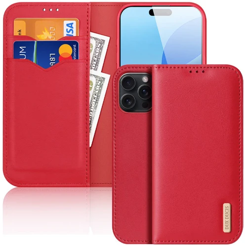Чехол для iPhone Dux Ducis Hivo Red for iPhone 16 Pro Max: Материалы искусственная кожа
