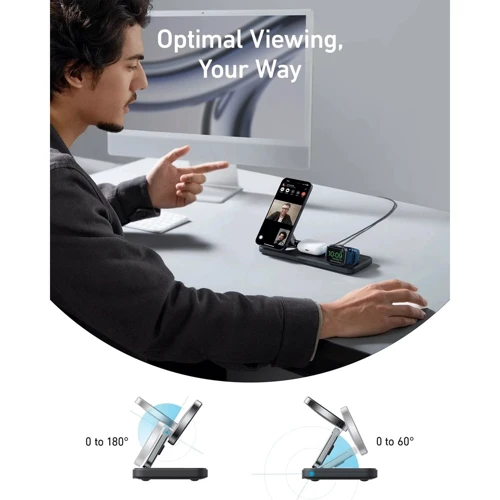 Зарядное устройство ANKER Wireless Charger MagSafe 3in1 Pad 15W with USB-C Cable Black (B25M1311) for iPhone 16 I 15 I 14 I 13 I 12 series, Apple Watch and Apple AirPods фото 12