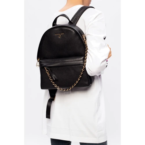 Женский рюкзак Michael Kors Slater MD Backpack черный (30T0G04B1L001): Тип ручки На цепочке, Плечевой ремень, Короткая ручка