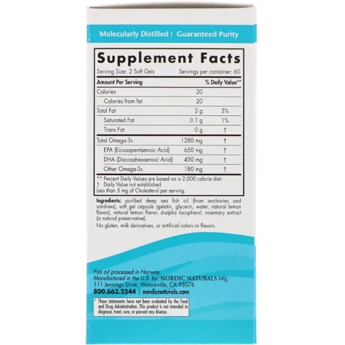 Nordic Naturals, Ultimate Omega, Lemon, 1,280 mg, 120 Soft Gels (NOR-02790): Тип Омега 3