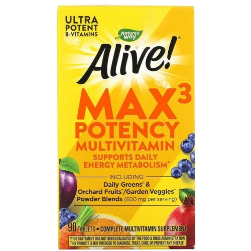 Nature's Way Alive! Max3 daily Мультивитамины с железом 90 таблеток: Форма выпуска Таблетки