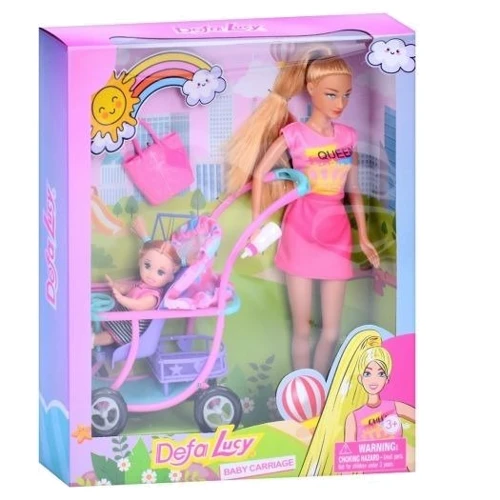 Лялька Defa Lucy з дочкою 29 см коляска, сумка (8524) фото 4