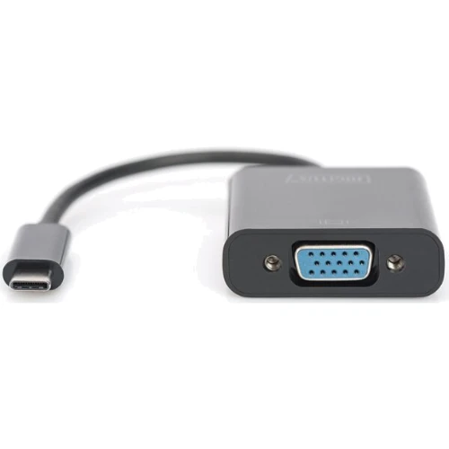 Адаптер Digitus Adapter USB-C to VGA Black (DA-70853): Цвет черный