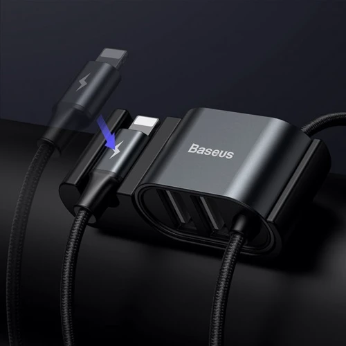 Кабель Baseus USB Cable to Lightning + 2xUSB Backseat 1.5 m Black (CALHZ-01) фото 8