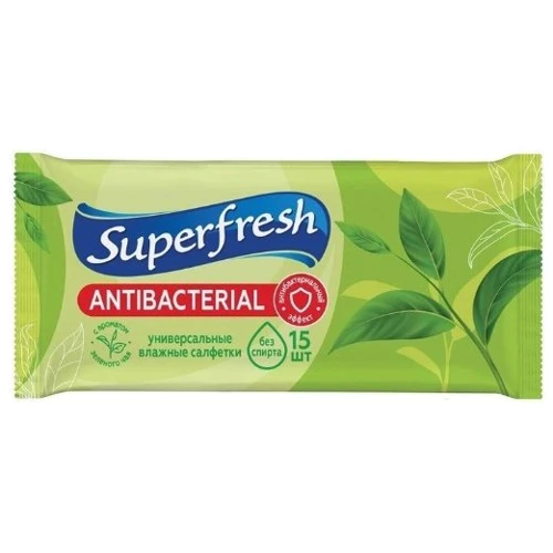Superfresh Antibacterial Green Tea Влажные салфетки 15 шт