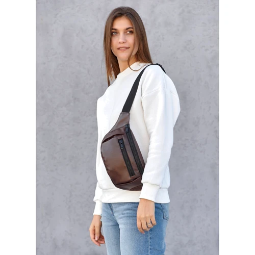 Женская поясная сумка Sambag Tirso LCH шоколадная (80341020): Фактура Матовая, Гладкая