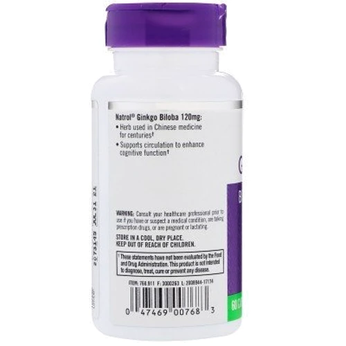 Natrol Ginkgo Biloba 120 mg 60 Caps Гинкго Билоба: Форма выпуска Капсулы