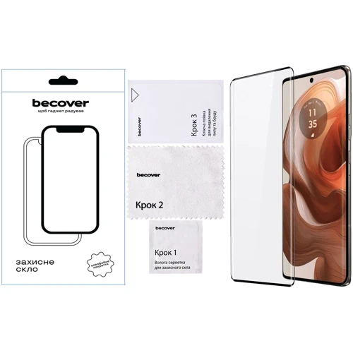 Аксессуар для смартфона BeCover Tempered Glass EDGE Black for Motorola Edge 50 Ultra (712345)