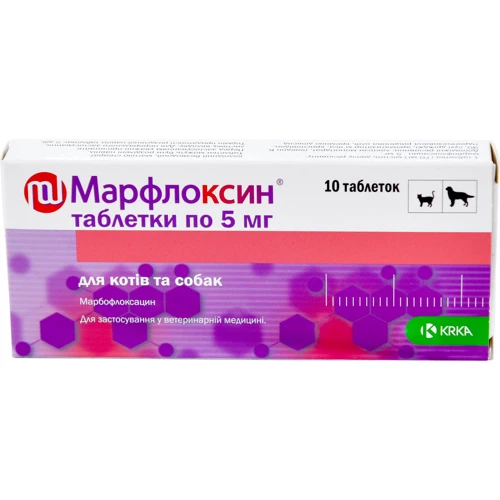 Антибактериальный ветеринарный препарат KRKA Марфлоксин 5 мг таблетки №10