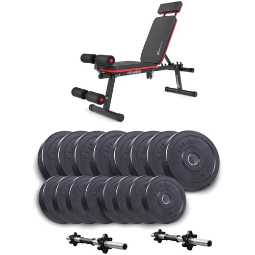 Скамья для жима и пресса Набор Elitum Titan гантели 2х31кг со скамьей Hop-Sport HS-2040 НВ (00-G00000334)