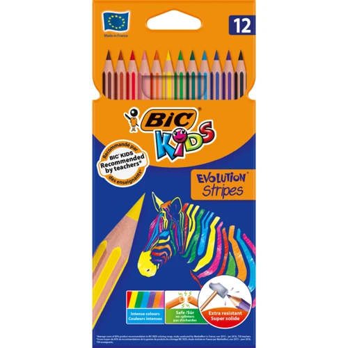 Олівці кольорові BIC Evolution Stripes 12 кольорів (950522) (3086123499102)