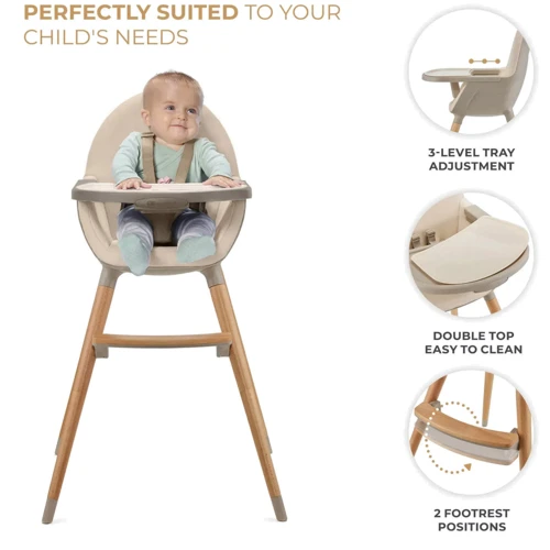 Стульчик для кормления 2 в 1 Kinderkraft Fini 2 Beige (KHFINI02BEG0000): Регулировка высоты стула нет