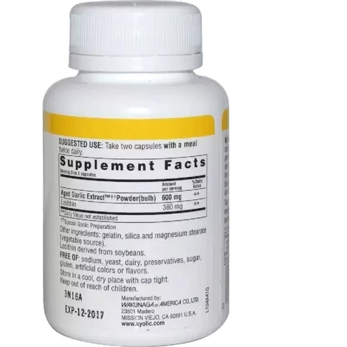 Kyolic Aged Garlic Extract with Lecithin Cholesterol Formula 104 Экстракт чеснока с лецитином 100 капсул: Форма выпуска Капсулы