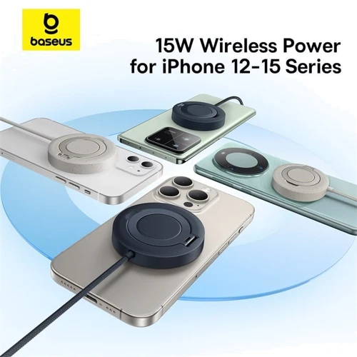Зарядное устройство Baseus Wireless Charging Magnetic Mini4 Stand Qi2 15W Black (P10273300121-01) for Apple iPhone 16 I 15 I 14 I 13 I 12 series фото 12