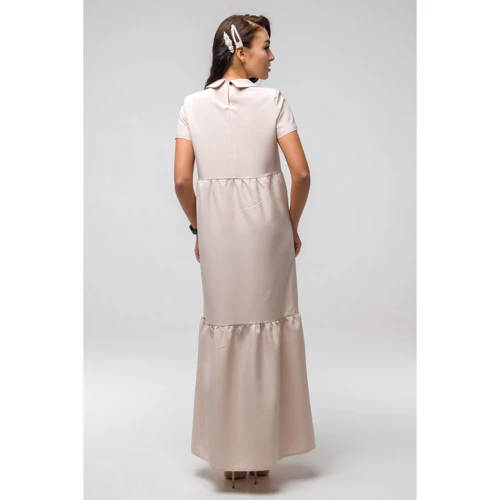 Платье FLFashion Кураж ППК 2185 44 бежевое повседневное длинное макси: Длина рукава Короткий