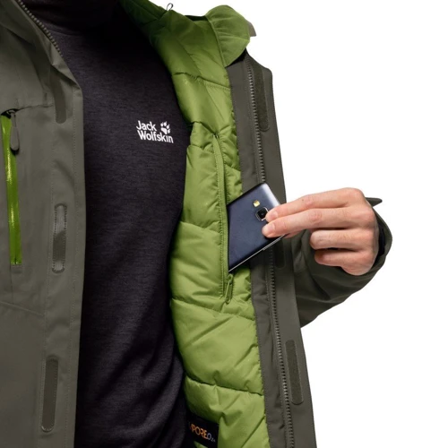 Куртка Jack Wolfskin Troposphere Jacket 1111711-5066 54 сіро-оливкова зимова з капюшоном: Фасон Прямой