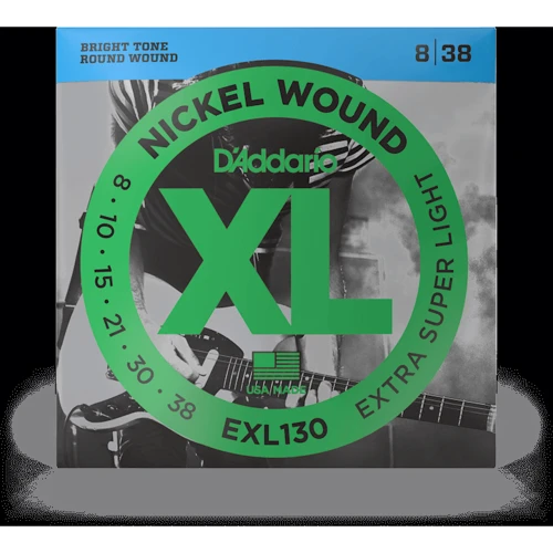 Струна для гитар Струны D'ADDARIO EXL130 XL NICKEL WOUND EXTRA SUPER LIGHT (08-38)