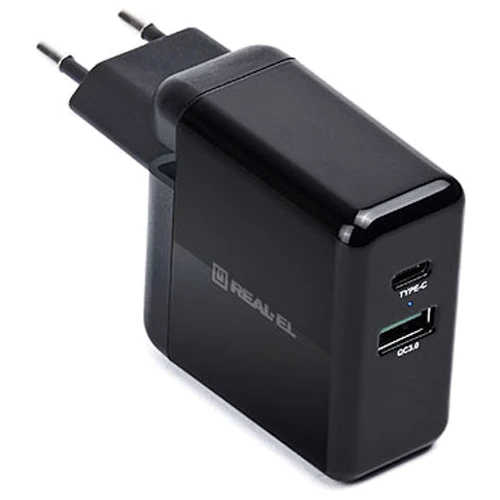 Зарядное устройство REAL-EL Wall Charger USB-C+USB CH-350 Black (EL123160017) фото 6