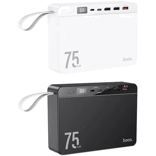 Зовнішній акумулятор Hoco Power Bank 75000mAh J94 Overlord PD 20W 22.5W Black: Особливості Компактний розмір, швидка зарядка, З дисплеєм