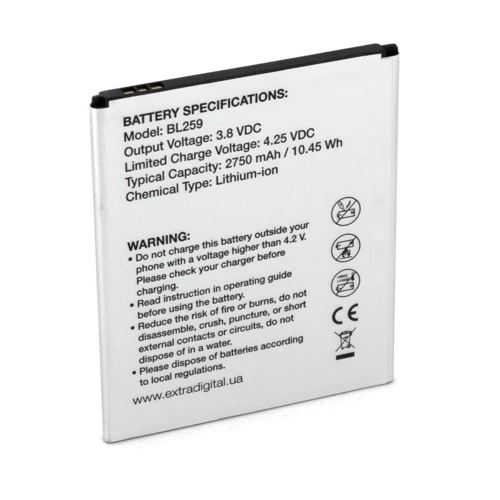 Аккумулятор ExtraDigital 2750mAh (BL259) for Lenovo K5: Производитель ExtraDigital