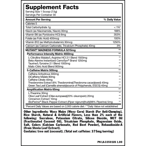 Mutant Madness 225 g /30 servings/ Peach Mango: Тип Комплекс до тренировки