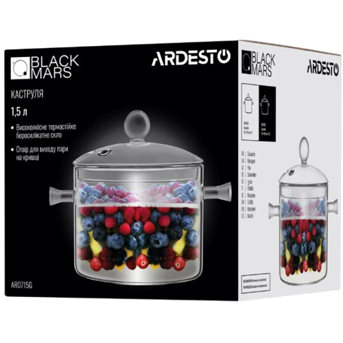 Кастрюля Ardesto Black Mars 1500 мл (AR0715G): Диаметр, см 15