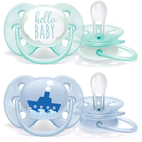 Пустышка Philips AVENT Ultra Soft для мальчиков 0-6 мес 2 шт (SCF222/01)