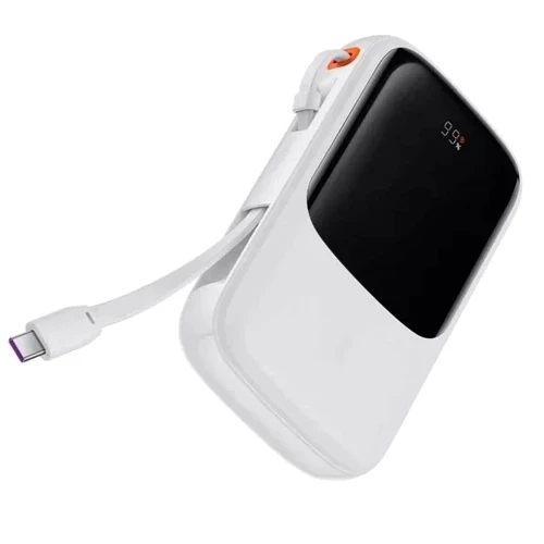 Внешний аккумулятор Baseus Power Bank 10000mAh Qpow Digital Display with Cable USB-C 15W White (PPQD050002)