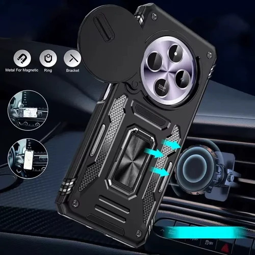 Чехол для телефонов Mobile Case Camshield Army Ring Black for Xiaomi Redmi 14C / A4 / Poco C75: Совместимость Xiaomi Redmi 14C / A4 / Poco C75