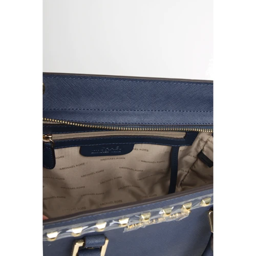Женская сумка тоут Michael Kors синяя (2000001674024): Фактура Сафьяно, Матовая