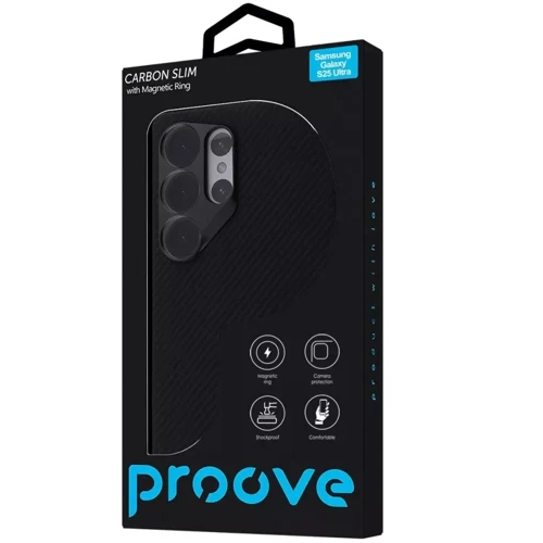 Чохол для телефона Proove Carbon Slim with Magnetic Ring Black для Samsung S938 Galaxy S25 Ultra: Сумісність Samsung S938 Galaxy S25 Ultra