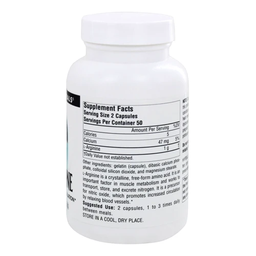 Source Naturals L-Arginine 500 mg 100 Caps: Тип Аргинин