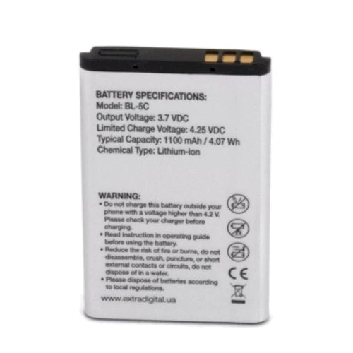 Аккумулятор Аккумулятор ExtraDigital for Nokia BL-5C (1100 mAh) - BMN6274: Производитель ExtraDigital