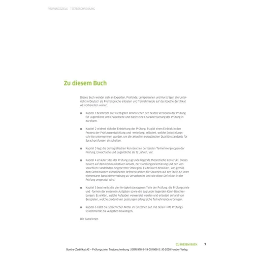 Goethe-Zertifikat A2: Prüfungziele, Testbeschreibung: Кількість сторінок 120