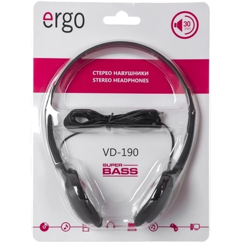 Наушники Ergo VD-190 Black: Диапазон частот (Гц) 20 - 20000